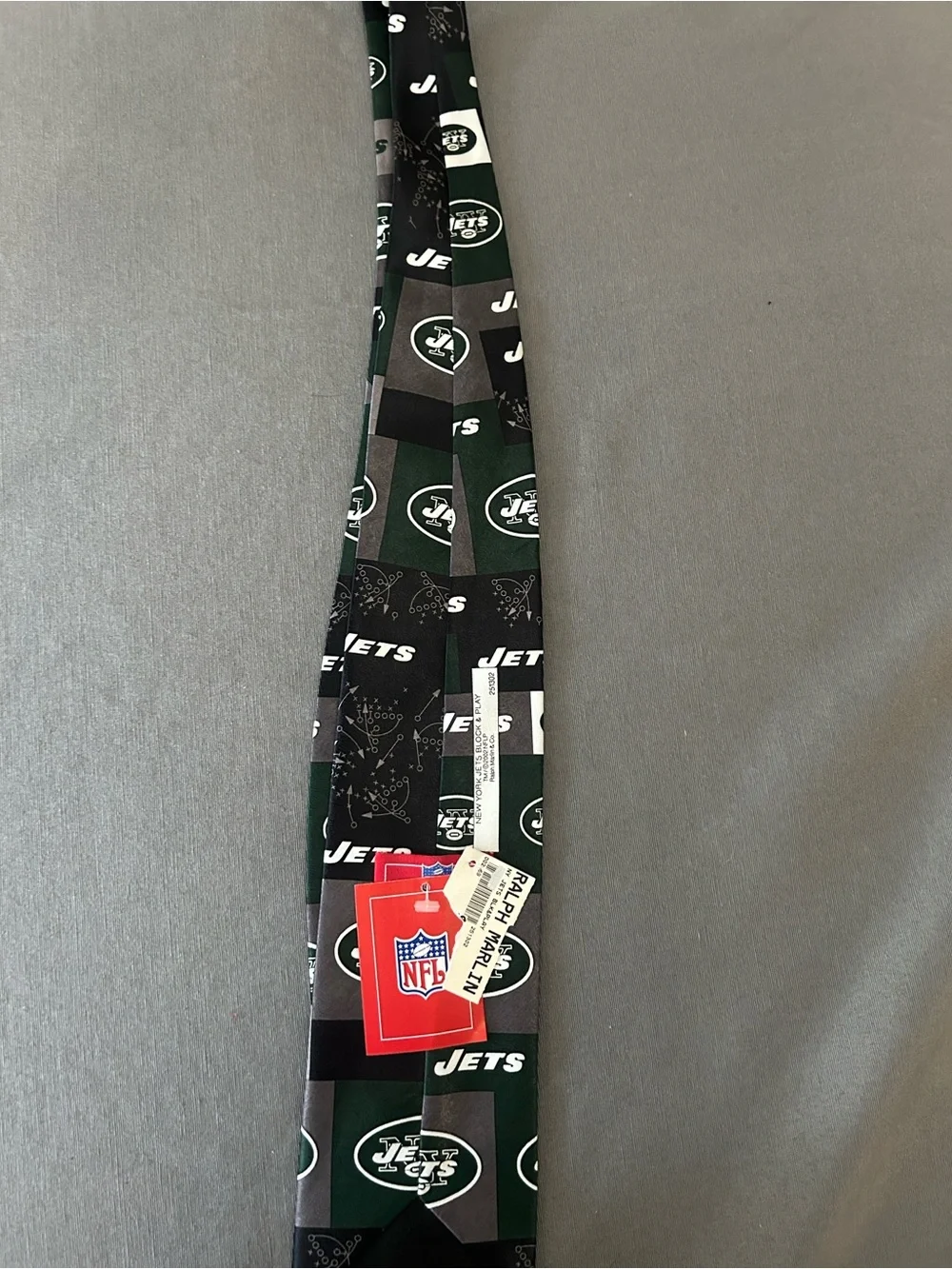 NFL Green Black Gray New York Jets Logo Tie